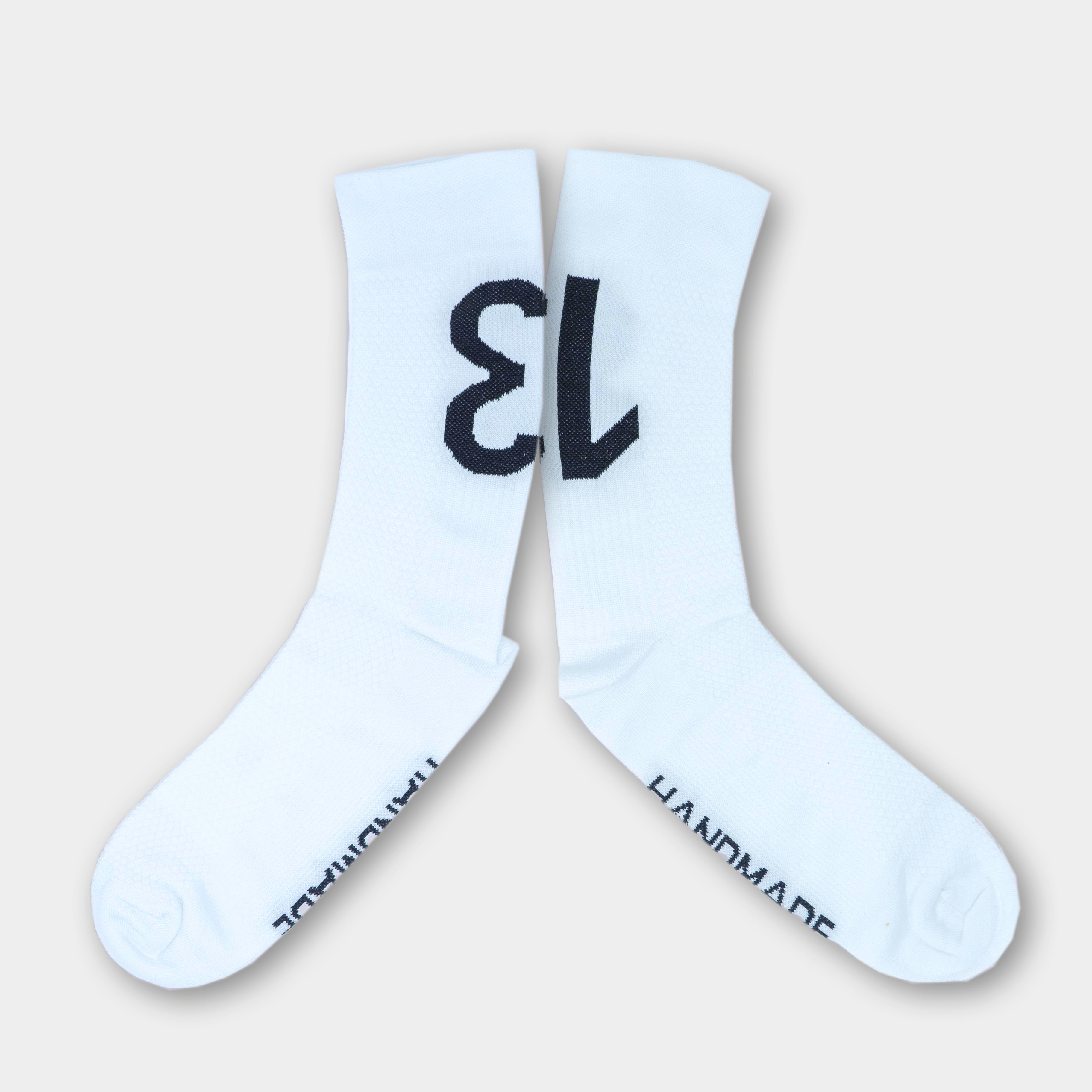 Dossard 13 Lucky Socks - White Black | Handmade Cyclist Bike