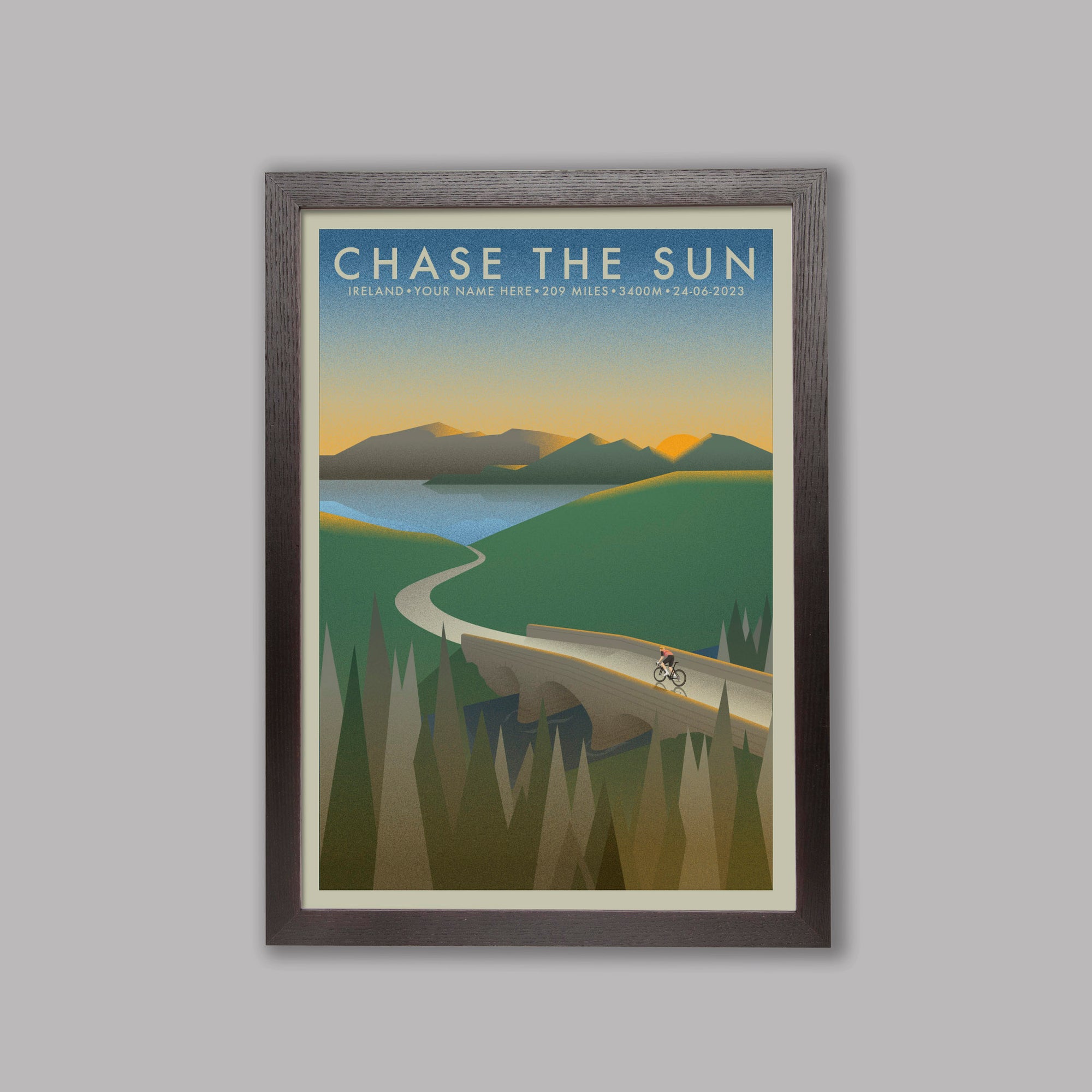 Chase The Sun Ireland [Personalised] - The Adventure Collection - Cycling Art Print