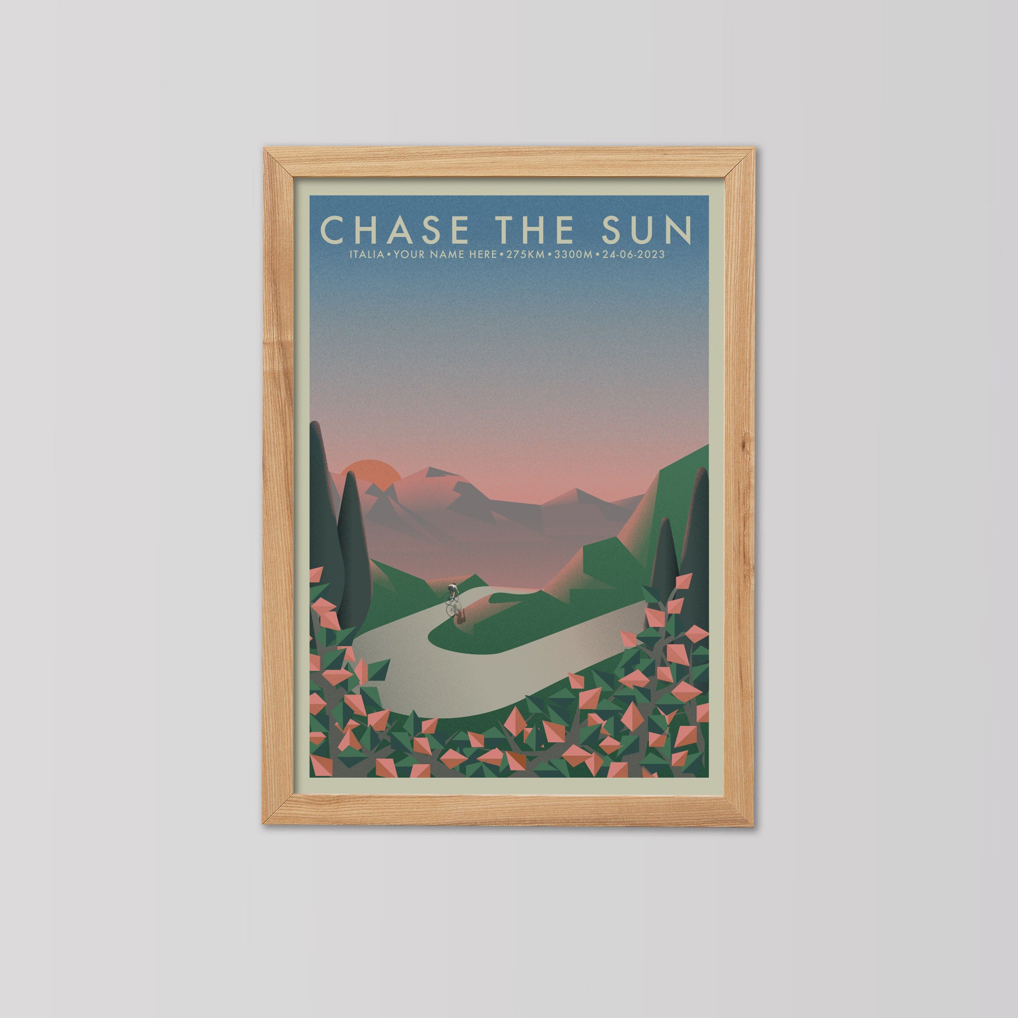 Chase The Sun Italia [Personalised] - The Adventure Collection - Cycling Art Print