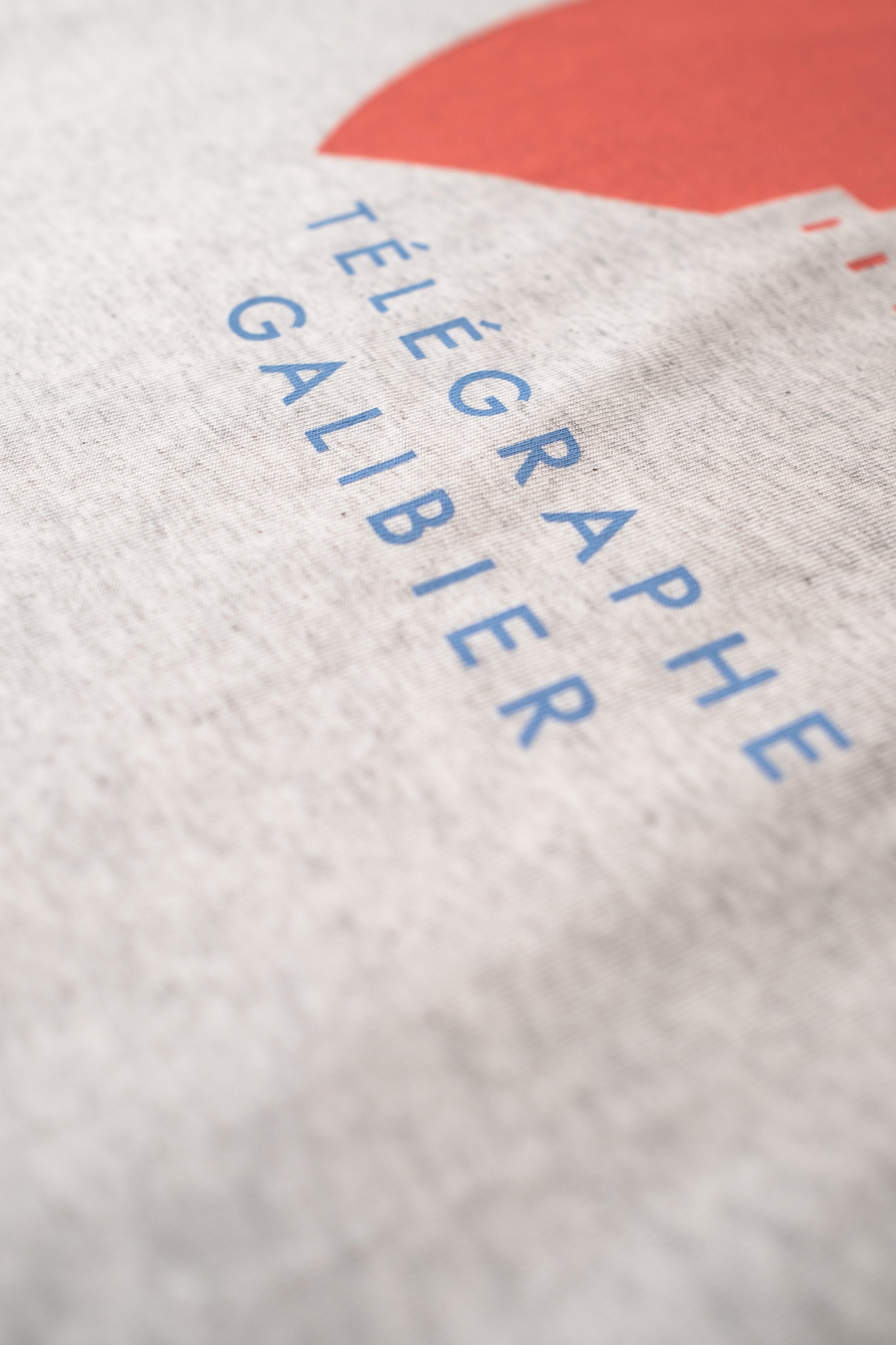'Télégraphe Galibier' cycling print design on White Heather t-shirt, by Handmade Cyclist.