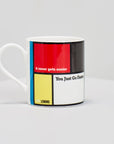 Greg Lemond famous cycling quote "it never gets easier, you just go faster" on coffee mug.