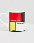 Greg Lemond famous cycling quote "it never gets easier, you just go faster" on coffee mug.