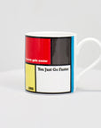 Greg Lemond famous cycling quote "it never gets easier, you just go faster" on coffee mug.